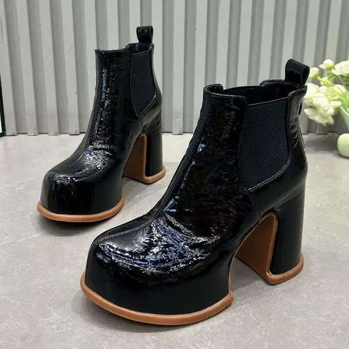 Nouvelles Bottes à Talons Hauts pour Femmes 2026 – Chaussures de Luxe Tendance à Talon Carré, Bottines d'Hiver de Créateur, Escarpins Tendance Femme, Bottes Chelsea