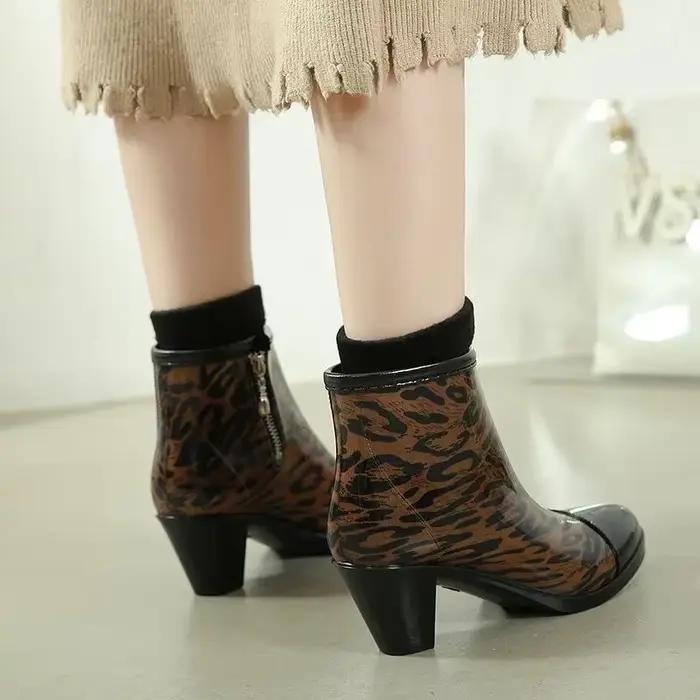 Designer de luxe femmes grosses bottes de pluie talons chaussures en caoutchouc imperméable Pvc jardin travail galoches