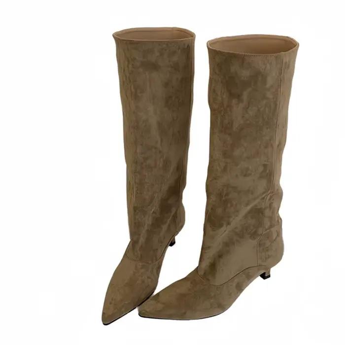 Liyke automne hiver Sexy femmes bottes hautes Style De rue bout pointu mince talons bas Cowboy dames chaussures longues Botas De Mujer