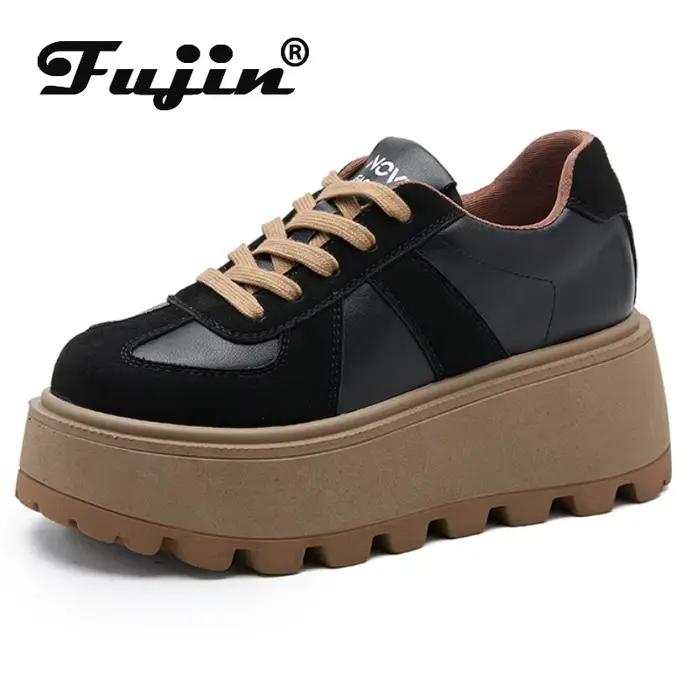 Fujin-Bottines en cuir véritable microcarence pour femme