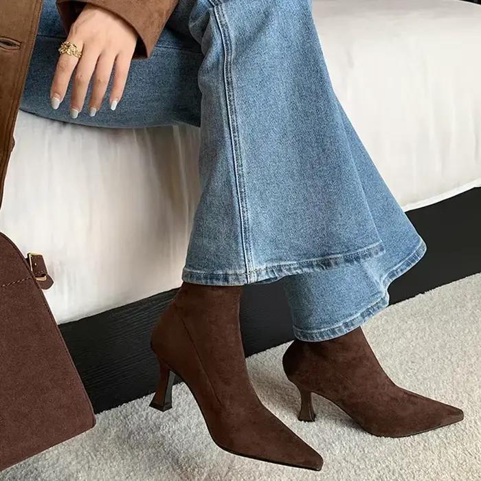 Bottines Vintage à bout pointu pour femme