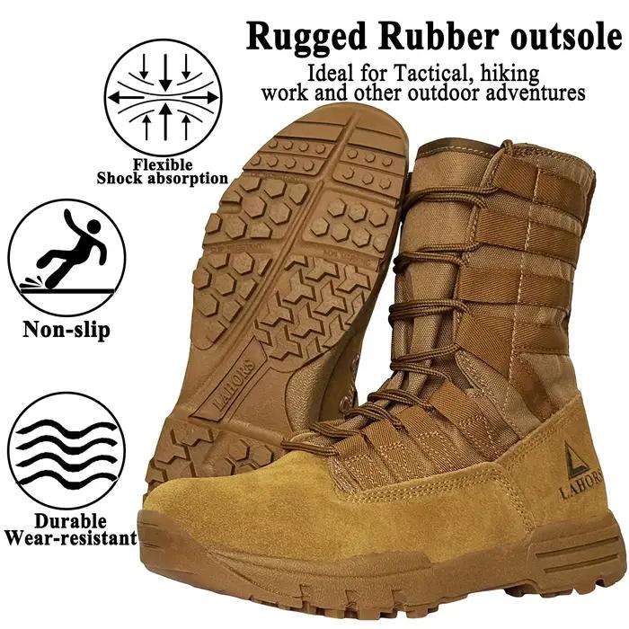 Bottines de combat tactiques légères en cuir pour hommes, style rétro, mi-mollet, printemps automne, confort respirant, idéal pour randonnée et loisirs户外活动轻便战术靴，适合男性，复古风格，优质真皮，透气舒适，适用于春季和秋季，徒步旅行和休闲的理想选择