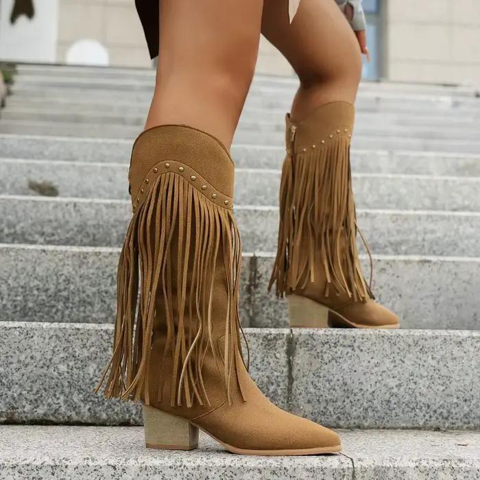 Bottes à franges vintage pour femmes