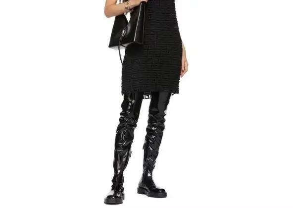 Cuissardes en cuir verni noir pour femmes, style urbain, bottes au-dessus du genou, étanches, confortables pour l'hiver, cadeaux pour occasions spéciales