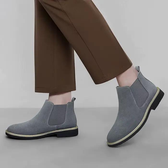 CLOHOO Bottes en jean polyvalentes pour homme, automne-hiver, confortables, à surface douce, bottines simples, décontractées, style business, à enfiler
