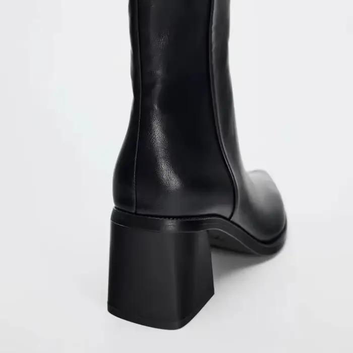 Bottines Chelsea en cuir souple à talons épais pour femmes, bottes d'automne et hiver, élégance et confort pour les occasions spéciales