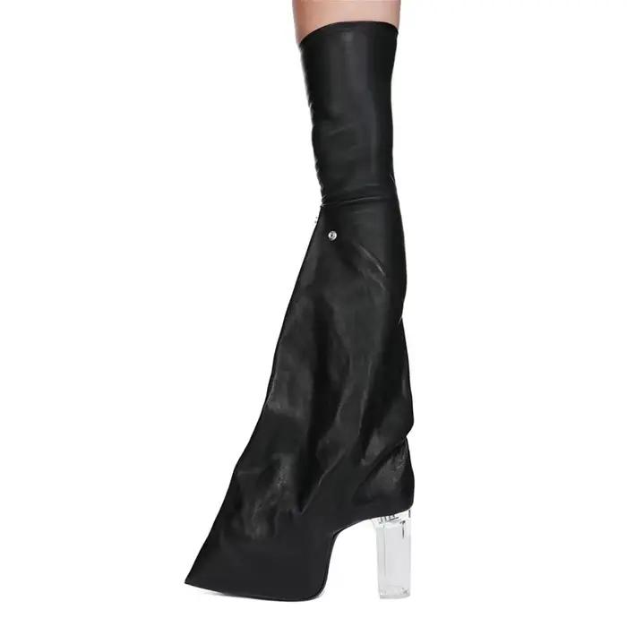 Bottes au dessus du genou pour femmes, bout pointu, talons bruts, semelle épaisse, bottes longues, chaussures de fête Sexy pour dames, 2026