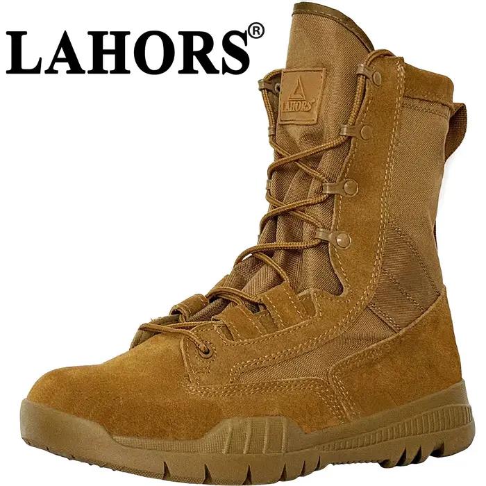 LAHORS ® Bottes de randonnée et de travail en cuir pour hommes à tige haute avec fermeture éclair