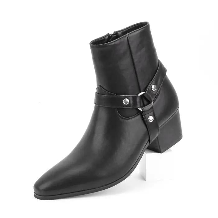 Bottes Chelsea pour hommes en cuir, bout pointu, talon bas, ajustement parfait, étanches pour printemps et automne