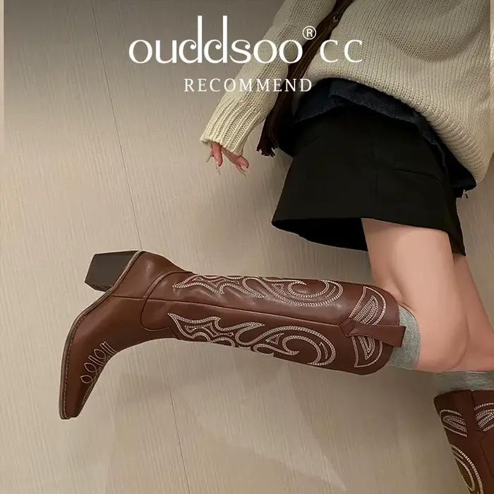 Ods-Bottes de cowboy occidentales brodées pour femmes