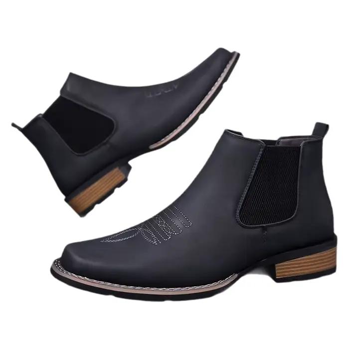 Bottines Chelsea noires mat pour hommes