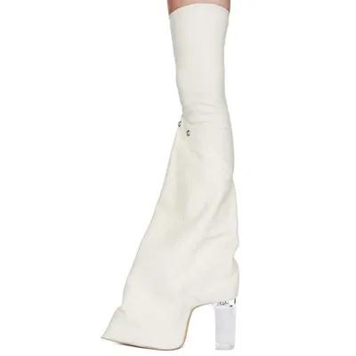 Bottes au dessus du genou pour femmes, bout pointu, talons bruts, semelle épaisse, bottes longues, c