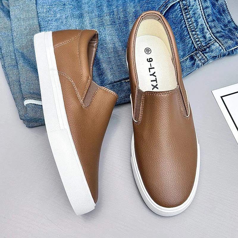 Chaussures décontractées pour hommes gris marron chaussures décontractées à fond plat mocassins pour