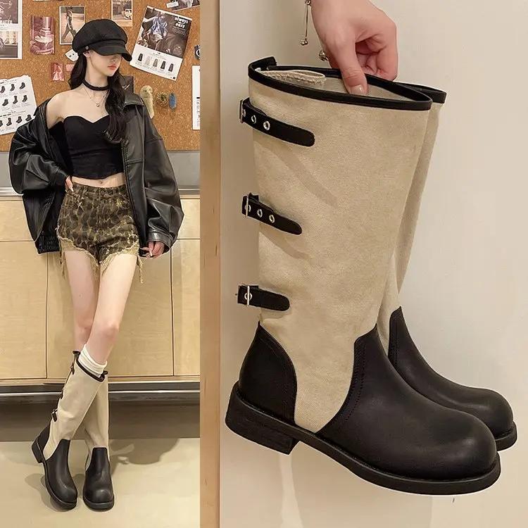 Nouvelles bottes de cowboy rétro pour femme, à empiècements, style western, à double usage, à tige l