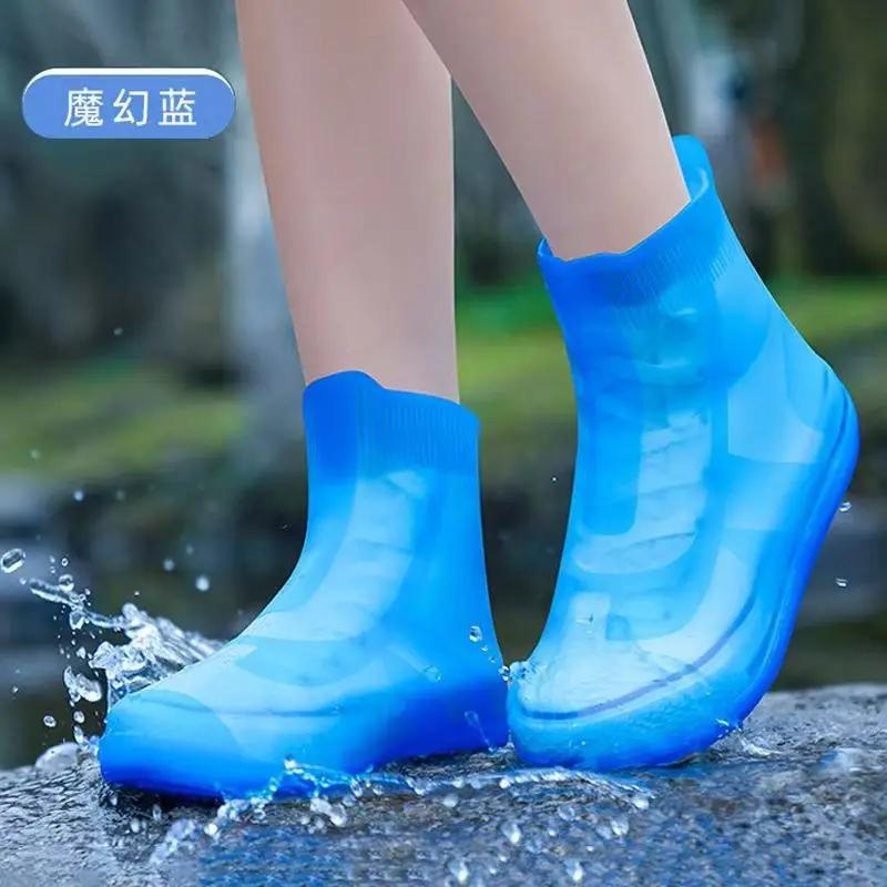 Couvre-chaussures imperméables en silicone, couvre-bottes de pluie montantes, surchaussures antidéra