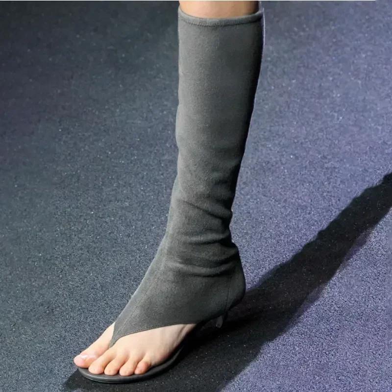 Nouvelles Bottes Élégantes Mi-Mollet à Bout Pointu pour Femme 2026 – Chaussures d'Été à Talon Fin, B