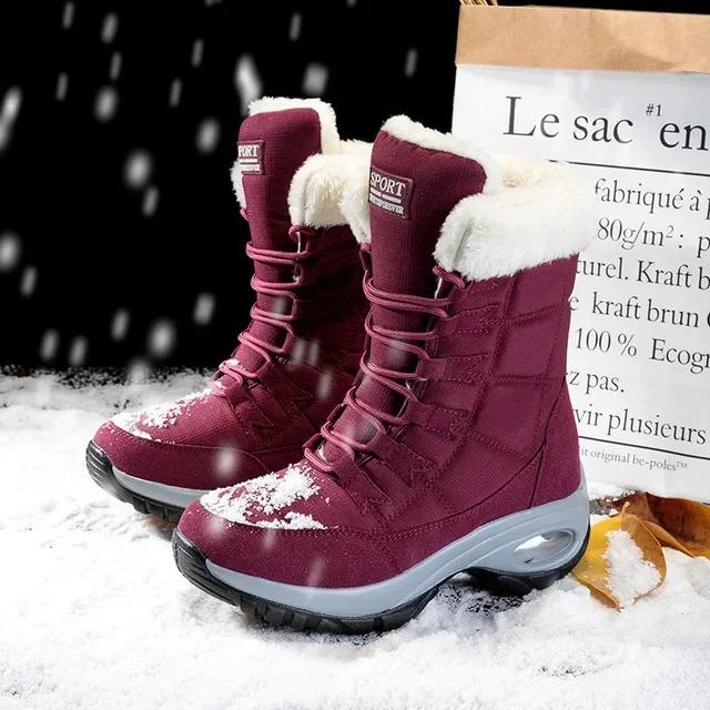 Cuissardes hautes pour femmes, bottes de neige chaudes en fourrure, chaussures d'hiver imperméables 