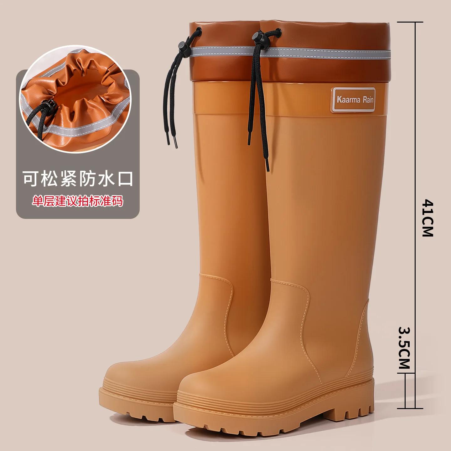 Bottes de pluie à Tube haut pour femmes, matériau PVC, imperméable, antidérapant, rehaussement, chau