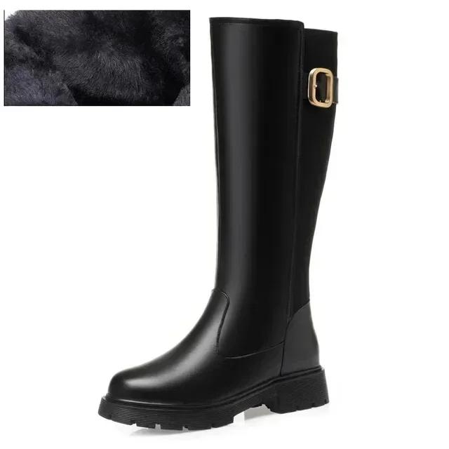 2025 bottes de grande taille pour femmes en cuir véritable antidérapant Rome bottes d'hiver pour fem