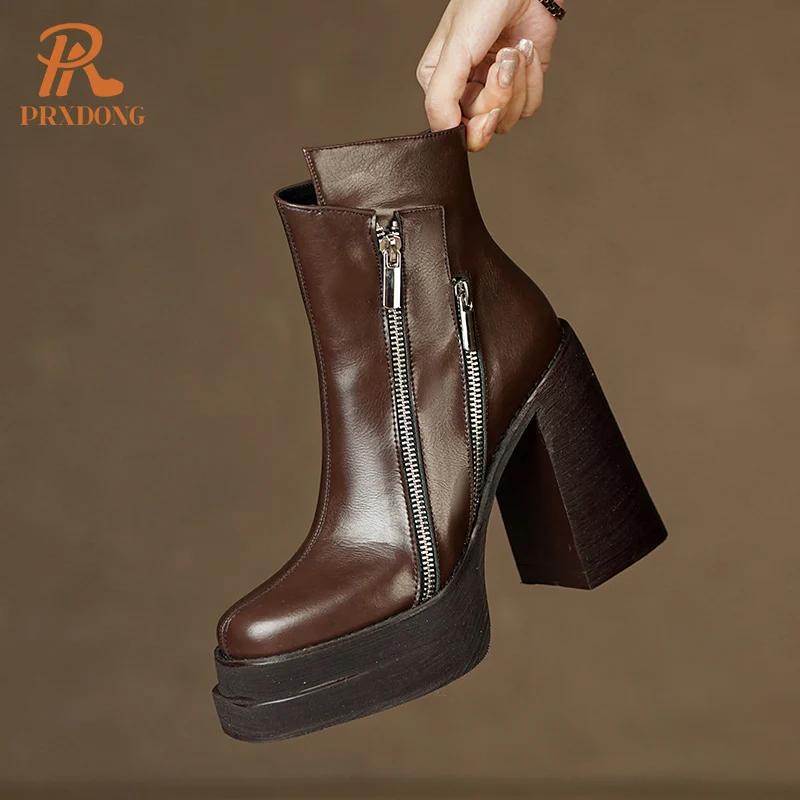 PRXDONG 2023 classique femmes bottines robe travail automne hiver décontracté épais talons hauts en 