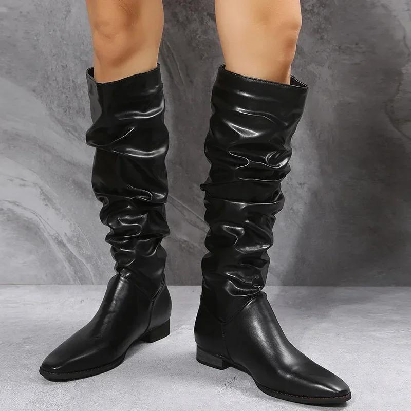 Femmes bottes longues nouvelles bottes pour femmes mode bout pointu bottes hautes confortable mi tal