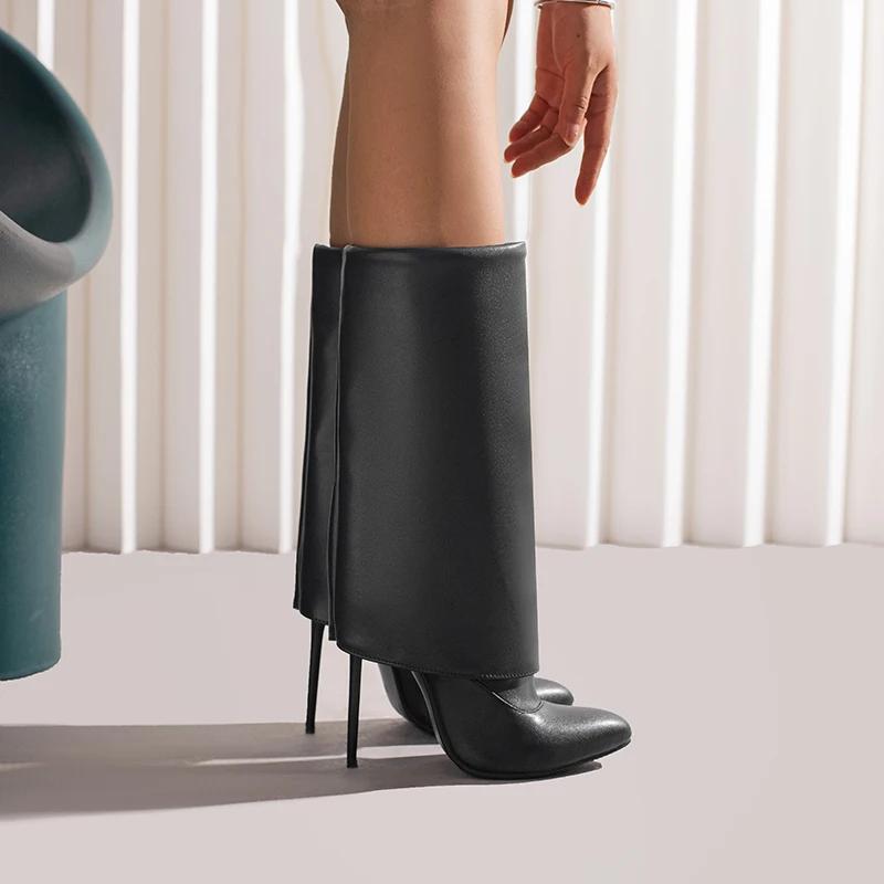 Bottes à bout pointu, Super Stiletto, fermeture éclair latérale en microfibre, à la mode, en maille,