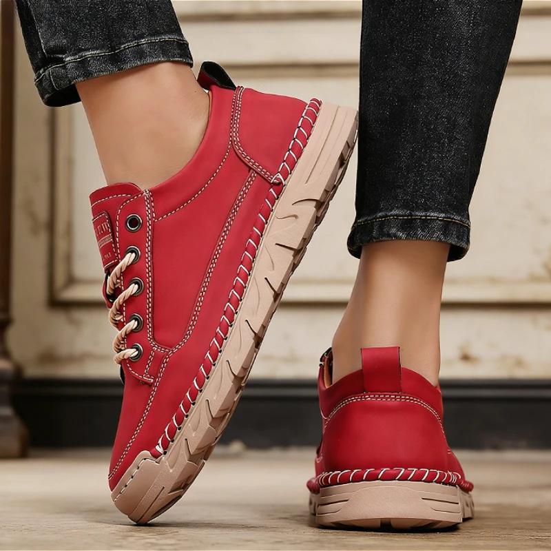 Bottes d'automne en cuir faites à la main pour femmes et hommes, baskets Design d'extérieur, chaussu