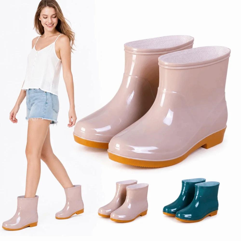 Bottes de pluie courtes antidérapantes pour femmes, imperméables, basses, légères et durables, pour le jardin, l'extérieur, la cuisine et le travail