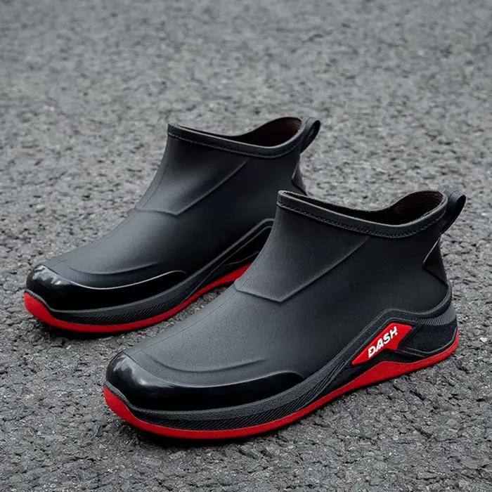 Hommes bottes de pluie chaussures antidérapantes bottes de pluie en plein air décontracté en plein air à tube court travail pêche chaussures en caoutchouc chaussures imperméables pour hommes