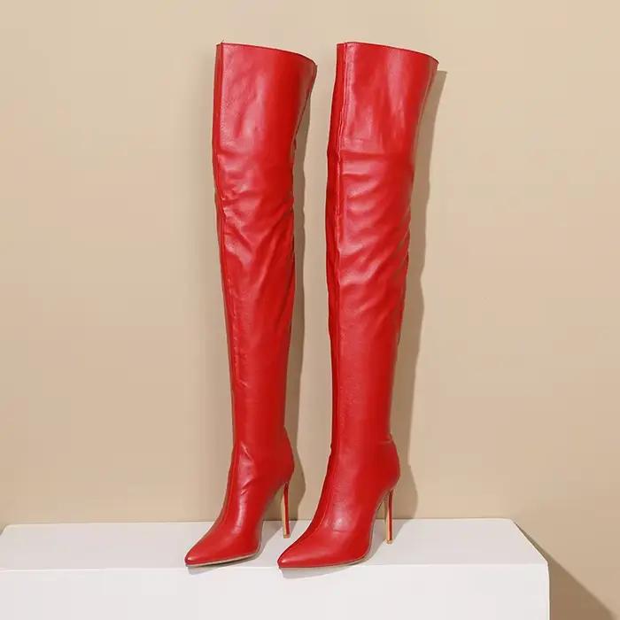 Bottes à bout pointu, Super hautes et fines talons, Sexy pour femmes, chaussures confortables en cui