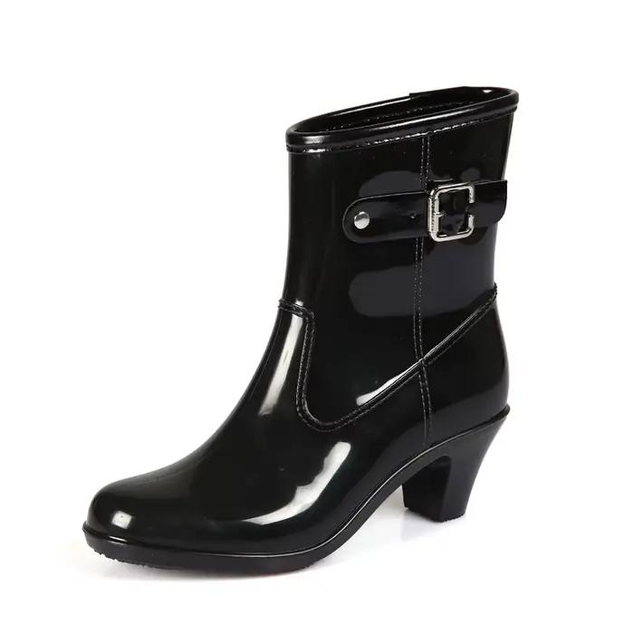 Chaussures de rinçage à talons hauts pour femmes, bottes de pluie imperméables, verre antidérapant a