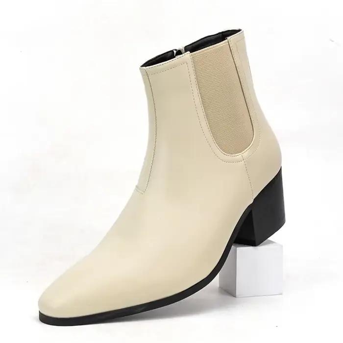 Bottes Chelsea rétro pour homme en PU synthétique, talons élevés, confort et style pour hommes, bottes courtes pointues, options de couleur et de taille, occasions spéciales et quotidiennes