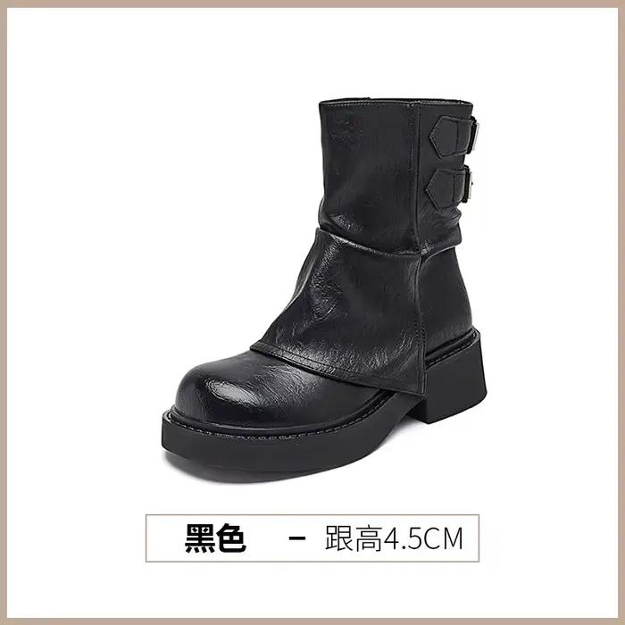 Bottes de cowgirl occidentales pour femmes, chaussures décontractées à semelle épaisse imperméables,