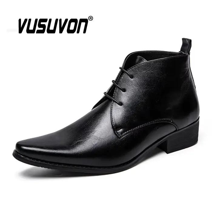 Bottes de chevalier britannique en cuir italien pour hommes, chaussures d'affaires décontractées, bo