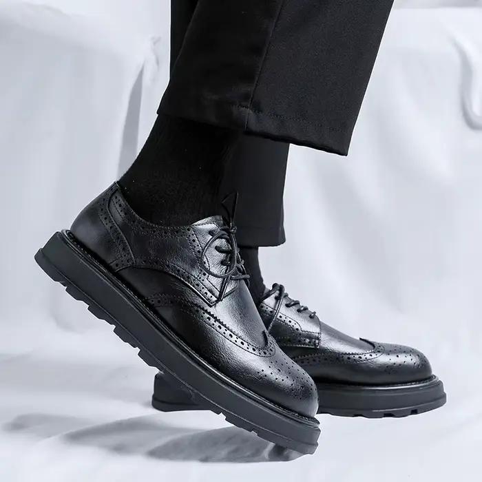 Bottes de moto en cuir véritable pour hommes, à lacets, vintage, affaires, mode, extérieur, designer