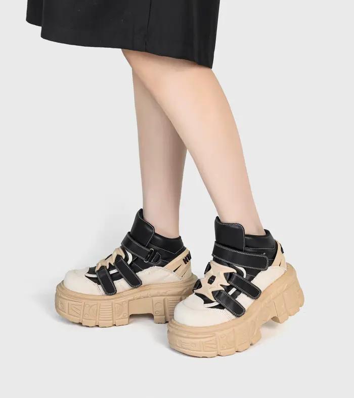 Gothique cheville Rock bottes 2026 nouveau Style Punk femmes chaussures à lacets talon hauteur 6CM p