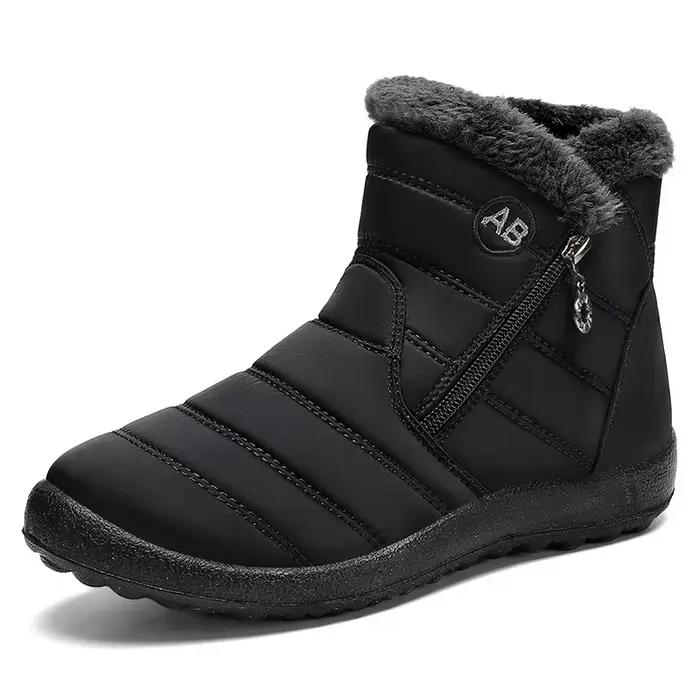 Bottines femme avec fourrure chaussures d'hiver femmes talons bas bottes d'hiver neige imperméable B