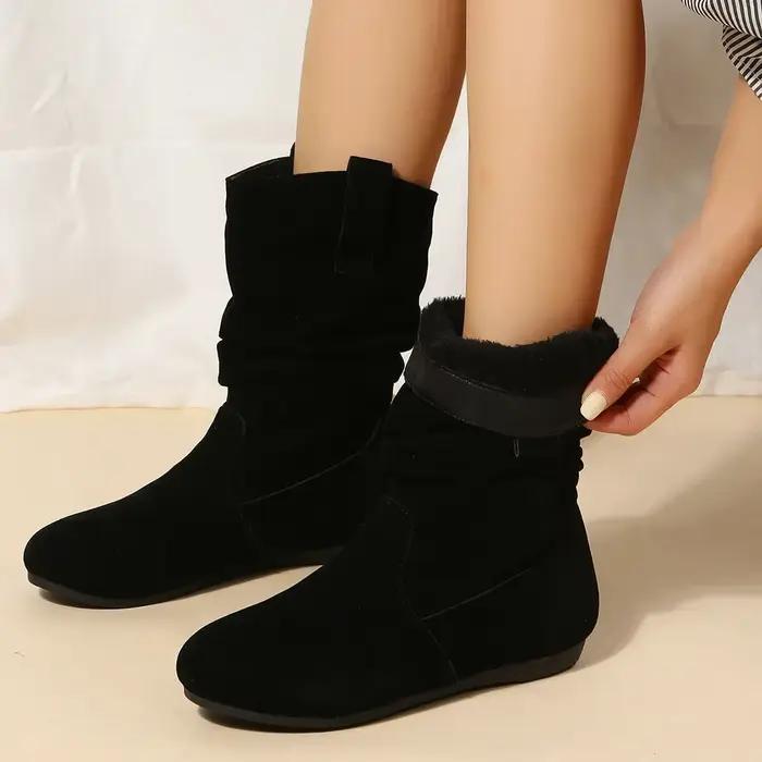 Bottes de neige coordonnantes plates pour femmes, bottes rondes, Parker chaud, tube bas, bottes de r