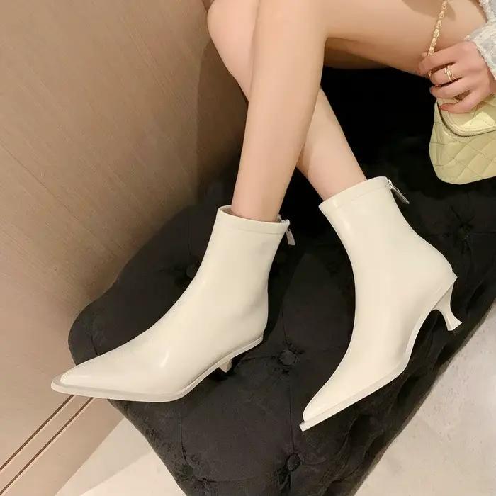 Call TAA-Bottes de rinçage en cuir véritable pour femme, chaussures provoqué pointues pour femme de