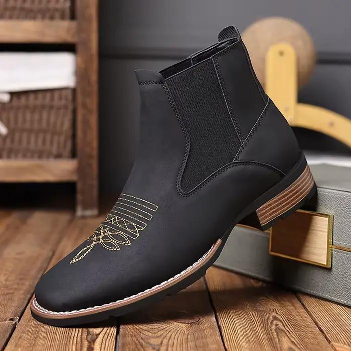 Bottes Chelsea pour hommes, bottes en cuir décontractées de haute qualité, bottes rétro à la chevill