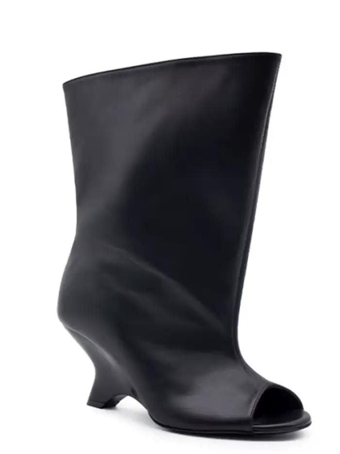 Bottes pour femmes 2026 à talon épais et bouche de poisson, hauteur genou, talon incliné, style défi