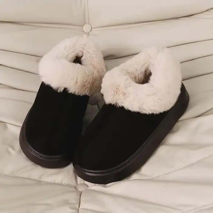 Bottes d'hiver 2026 pour femme, en fausse fourrure, chaudes et épaisses, à plateforme, en coton remb