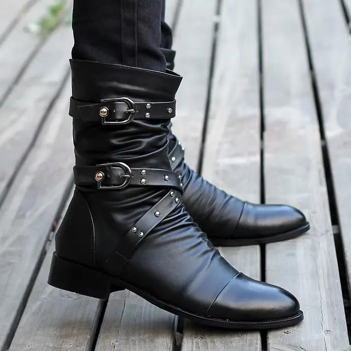 2024 nouvelles bottes mi-baril bottes d'honneur moto bottes de performance pour hommes chaussures de