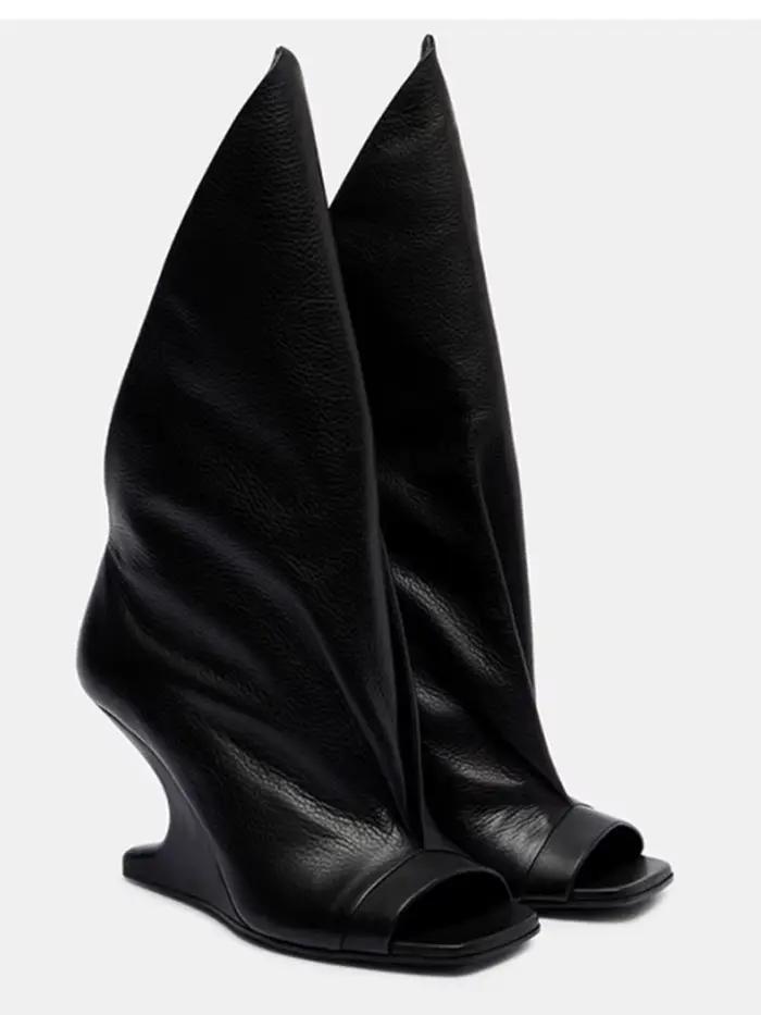 Nouvelles bottes courtes à talon épais et ouvertes, style Alien Heel, bouche de poisson, bottes tend