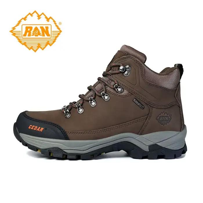 Bottes de randonnée en cuir de vache RAN pour hommes, chaussures de sport d'extérieur pour hommes, b