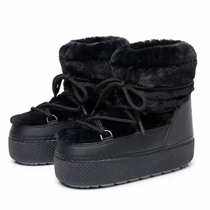 Bottes de ski neuves 2026, hiver, longues, chaudes, à semelle épaisse, en fausse fourrure blanche, i
