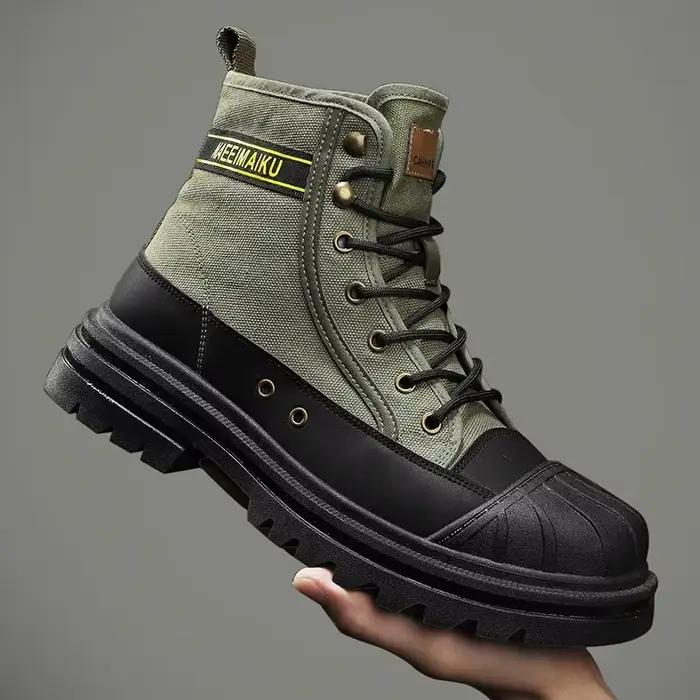Bottes de travail en toile anti-collision pour hommes, bottines respirantes, chaussures rehaussées,