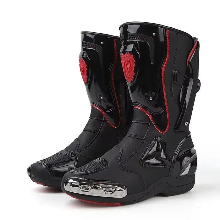 JG-Wolf bottes de Motocross en cuir hommes anti-dérapant bottes de moto tout-terrain aventure Tourin