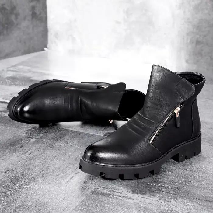 Bottes de cowboy à plateforme en cuir véritable pour homme, beau style de rue, style britannique, co