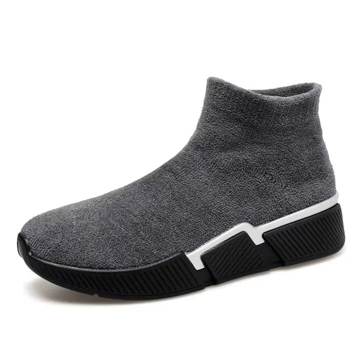 Baskets montantes chaudes en peluche pour hommes, chaussures de plein air, chaussette à enfiler, cha